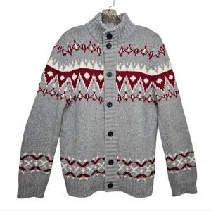 Express Button Front Knit Cardigan Merino Wool Blend Sweater Gray Medium